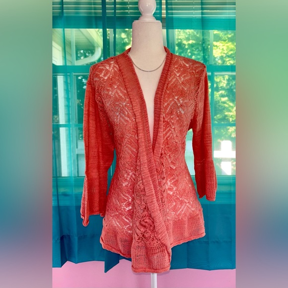 Cato C Est 1946 Open Front Knit Coral Cardigan Plus Size 22/24W - Picture 2 of 7